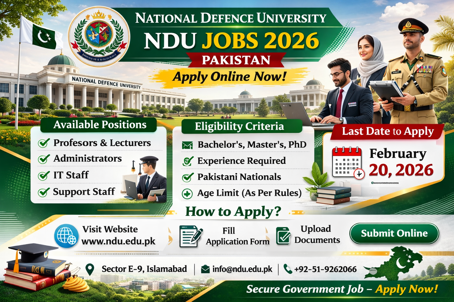 National Defence University NDU Jobs 2026 Pakistan Apply Online for Latest Vacancies